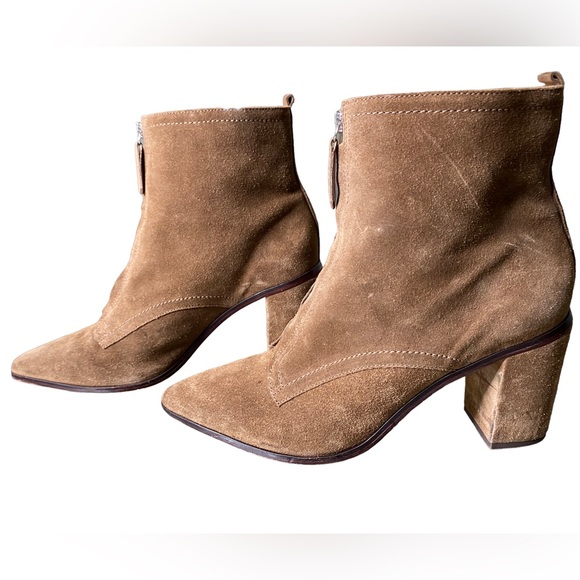 SCHUTZ Brown Nayra Kangaroo Zip Front Suede Ankle Boots Women’s US10 - Picture 3 of 6